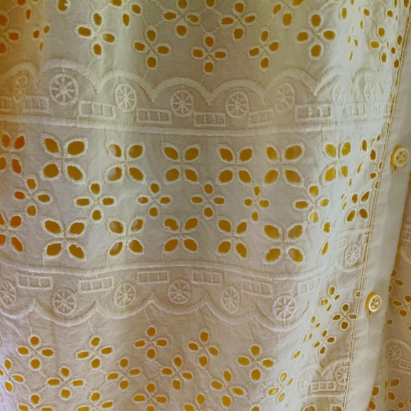 Talbots Yellow Eyelet Button-Front Tunic, Size L - Picture 14 of 16